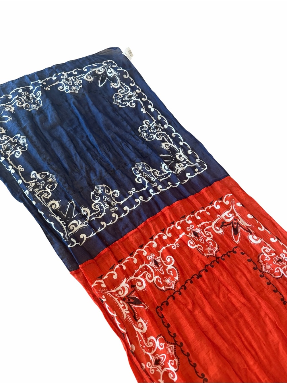 Destin Patchwork Bandana Scarf in Green, Red & Navy made in Italy - Picture 3 of 10